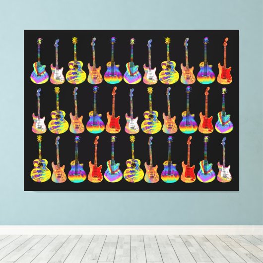 Farbige Gitarren Leinwanddruck (Insitu (Holzboden))