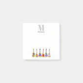 Farbige Gitarren Monogram Musiker Post-it Klebezettel (Vorderseite)