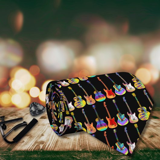 Farbige Gitarren-Wasserfarbenmuster Krawatte