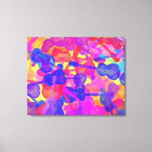 Farbige GitarrenCollage Leinwanddruck (Vorderseite)