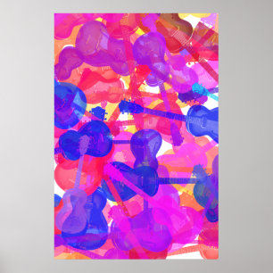 Farbige GitarrenCollage Poster