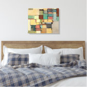 Farbige Gitter, Abstrakt ummantelte Canvas Leinwanddruck (Insitu (Schlafzimmer))
