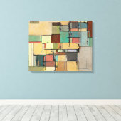 Farbige Gitter, Abstrakt ummantelte Canvas Leinwanddruck (Insitu (Holzboden))