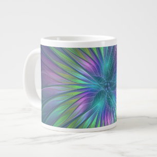 Farbige glänzende Fantasy-Blumen-Abstrakte Fraktal Jumbo-Tasse