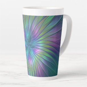 Farbige glänzende Fantasy-Blumen-Abstrakte Fraktal Milchtasse