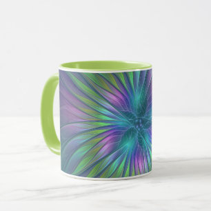 Farbige glänzende Fantasy-Blumen-Abstrakte Fraktal Tasse