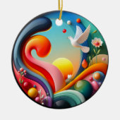 Farbige Glas-Abstrakt-Taube Regenbogen-Garten Keramik Ornament (Vorne)