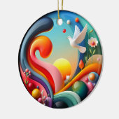 Farbige Glas-Abstrakt-Taube Regenbogen-Garten Keramik Ornament (Links)