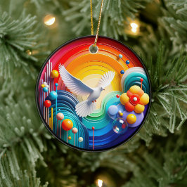 Farbige Glas-Abstrakt-Taube Regenbogen-Garten Keramik Ornament