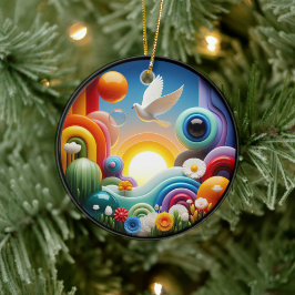 Farbige Glas-Abstrakt-Taube Regenbogen-Garten Keramik Ornament