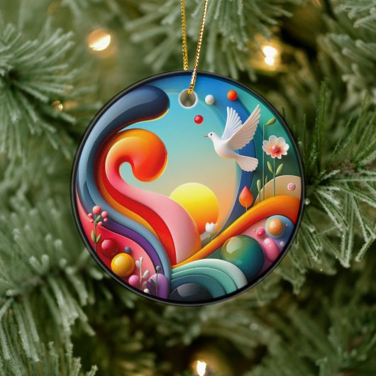 Farbige Glas-Abstrakt-Taube Regenbogen-Garten Keramik Ornament