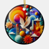 Farbige Glas Abstrakte Taube Regenbogen Garten Keramik Ornament (Vorne)