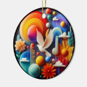 Farbige Glas Abstrakte Taube Regenbogen Garten Keramik Ornament (Links)