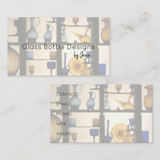 Farbige Glasflaschen Antike Visitenkarte (Vorne/Hinten)