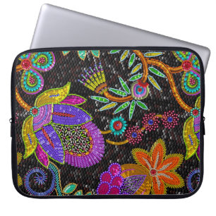 Farbige Glasperlen Retro großes Blumendesign Laptopschutzhülle