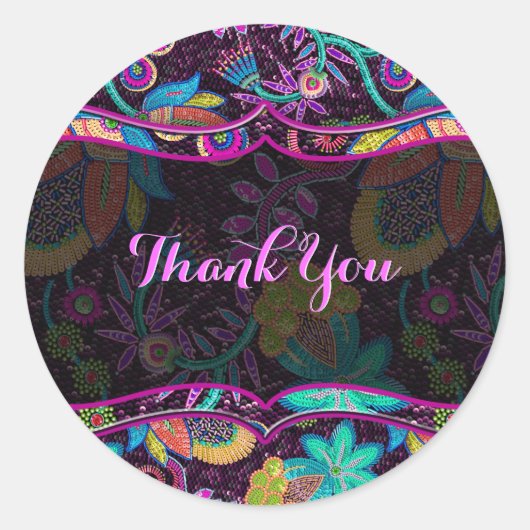 Farbige Glasperlen sehen aus wie ein Blumenmuster Runder Aufkleber (Vorderseite)