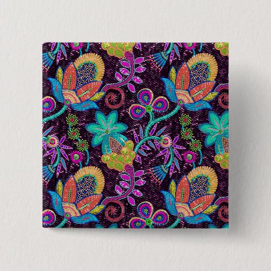 Farbige Glasperlen sehen wie Retro-Blumenmuster au Button (Vorderseite)