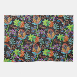 Farbige Glasperlen sehen wie Retro-Blumenmuster au Geschirrtuch