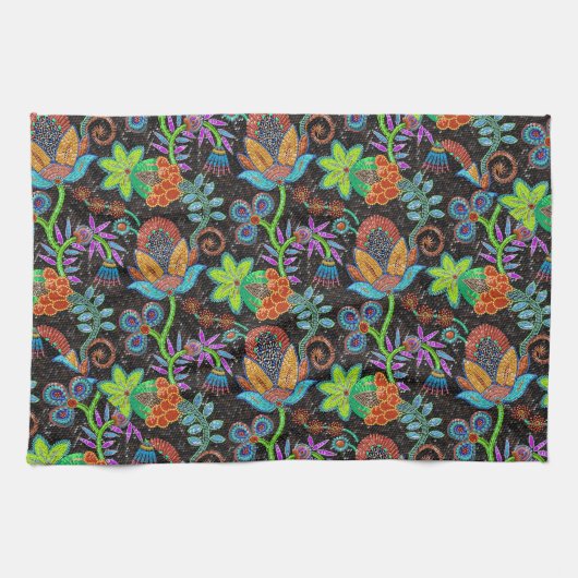 Farbige Glasperlen sehen wie Retro-Blumenmuster au Geschirrtuch (Horizontal)