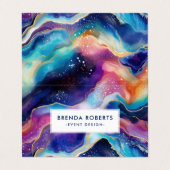 Farbige Glitterie Agate Textur Hintergrund Visitenkarten (Außenseite Aufgefaltet)