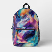 Farbige Glitterie bei Wirbler Textur | Monogramm Bedruckter Rucksack (Vorderseite)