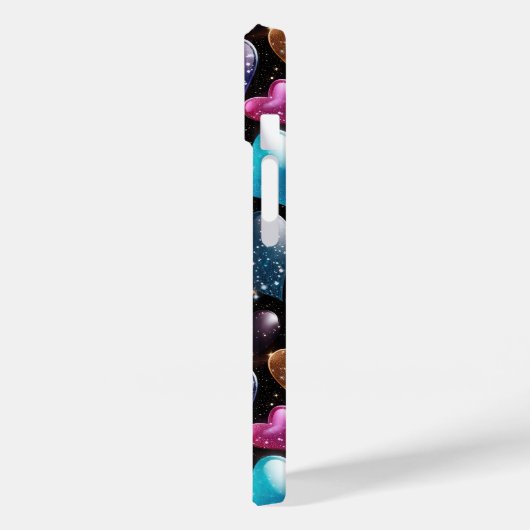 Farbige Glittery Hearts Muster Monogram Case-Mate iPhone Hülle (Rückseite / Links)