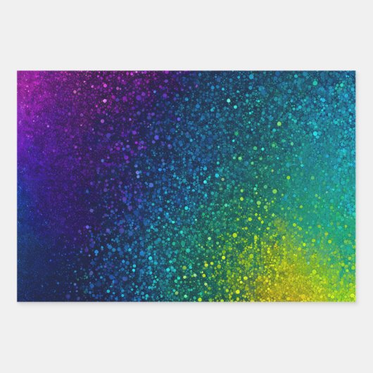 Farbige Glitzer Art Wrapping Paper Sheets Geschenkpapier Set (Vorderseite)