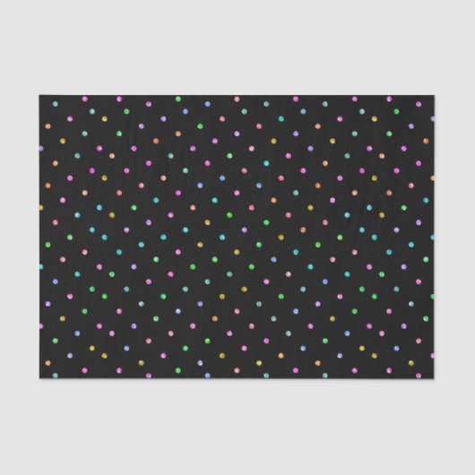 Farbige Glitzer Dots Muster auf schwarz Seidenpapier (Vorderseite)