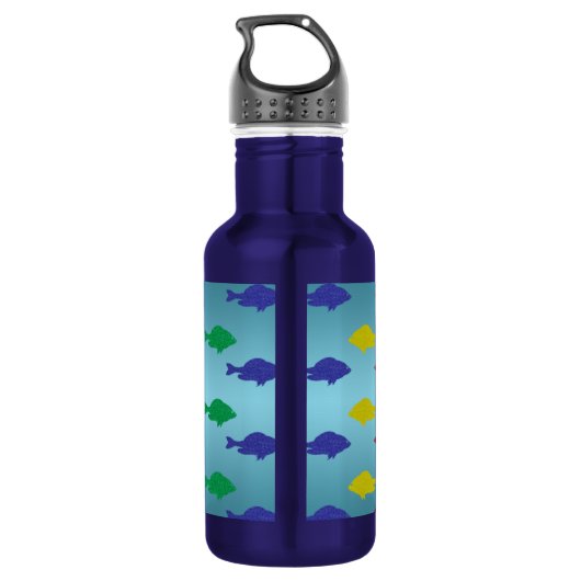 Farbige Glitzer Fisch Edelstahlflasche (Rückseite)