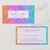 Farbige Glitzer Makeup Typografie Visitenkarte (Vorne/Hinten)