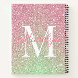 Farbige Glitzer-Monogramm-Name Notizblock