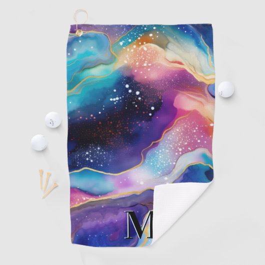 Farbige Glitzer-Muster-Monogramm Golfhandtuch (Insitu)