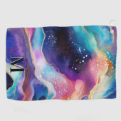 Farbige Glitzer-Muster-Monogramm Golfhandtuch (Horizontal)