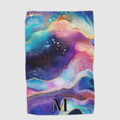 Farbige Glitzer-Muster-Monogramm Golfhandtuch (Vorderseite)