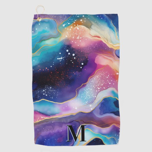 Farbige Glitzer-Muster-Monogramm Golfhandtuch (Vorderseite)