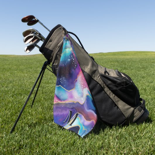 Farbige Glitzer-Muster-Monogramm Golfhandtuch (Gras)