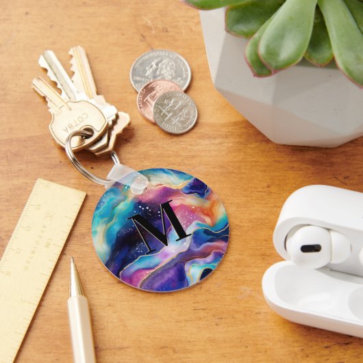 Farbige Glitzer-Muster-Monogramm Schlüsselanhänger (Schreibtisch)