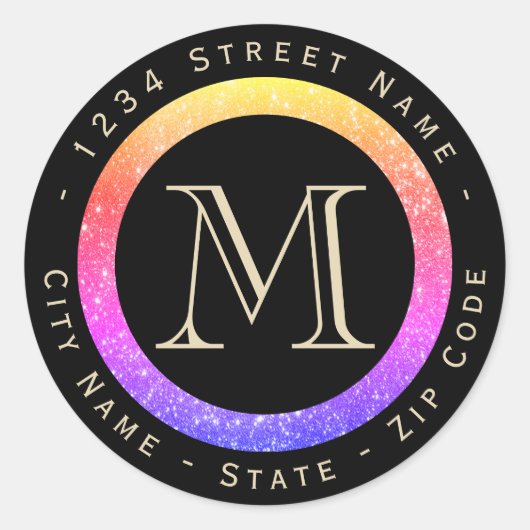 Farbige Glitzer-Rücksendeadresse Runder Aufkleber (Vorderseite)