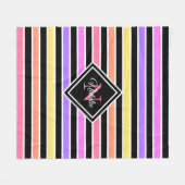 Farbige Glitzer Schwarze Streifen Monogramm Fleecedecke (Vorderseite (Horizontal))
