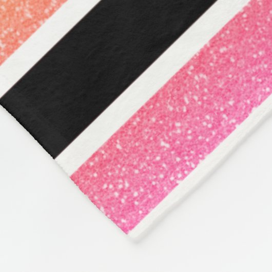 Farbige Glitzer Schwarze Streifen Monogramm Fleecedecke (Ecke)