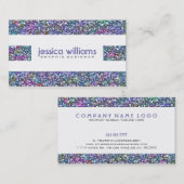 Farbige Glitzer Streifen auf Weiß Visitenkarte (Vorne/Hinten)