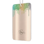 Farbige Glitzer-Tropfen, Monogramm Autolufterfrischer (Links)