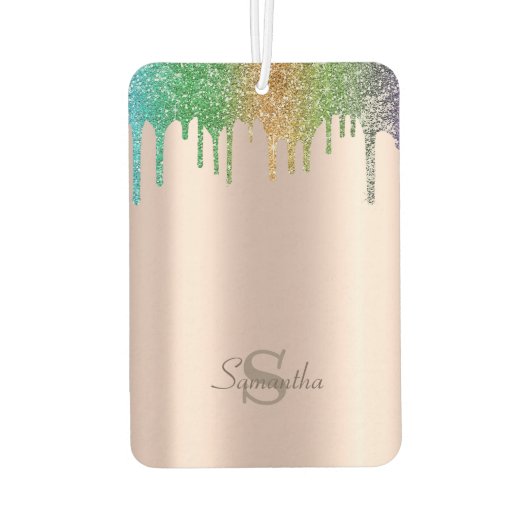 Farbige Glitzer-Tropfen, Monogramm Autolufterfrischer (Rückseite)