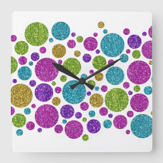 Farbige Glitzer-Türe Akrylwand Quadratische Wanduhr (Vorderseite)
