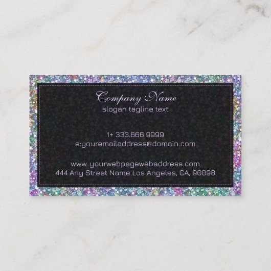 Farbige Glitzer- und Glitzern-Schwarze Rahmen Visitenkarte (Rückseite)