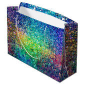 Farbige Glitzer- und Glitzern-Textur Große Geschenktüte (Rückseite Schrägansicht)