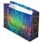 Farbige Glitzer- und Glitzern-Textur Große Geschenktüte (Vorderseite Schrägansicht)