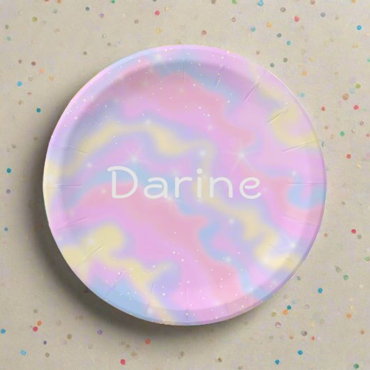 Farbige Glitzern Regenbogen Pappteller