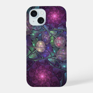 Farbige glitzernde moderne abstrakte Fraktalkunst iPhone 15 Hülle