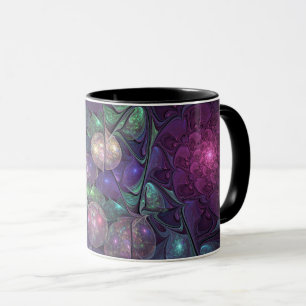 Farbige glitzernde moderne abstrakte Fraktalkunst Tasse
